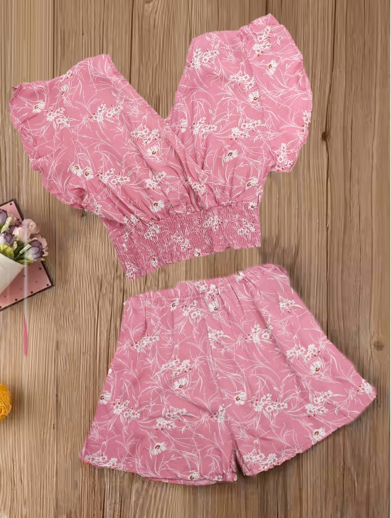 Floral Crop Top and Shorts Set